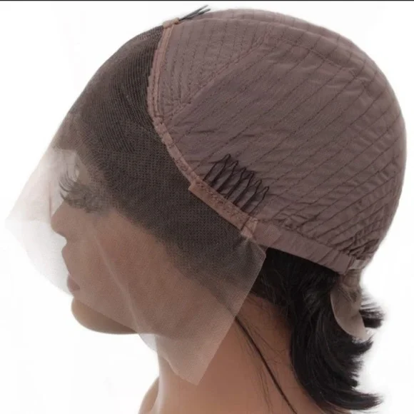 8” SHORT BLACK BOB HUMAN HAIR STRAIGHT LACE-FRONT